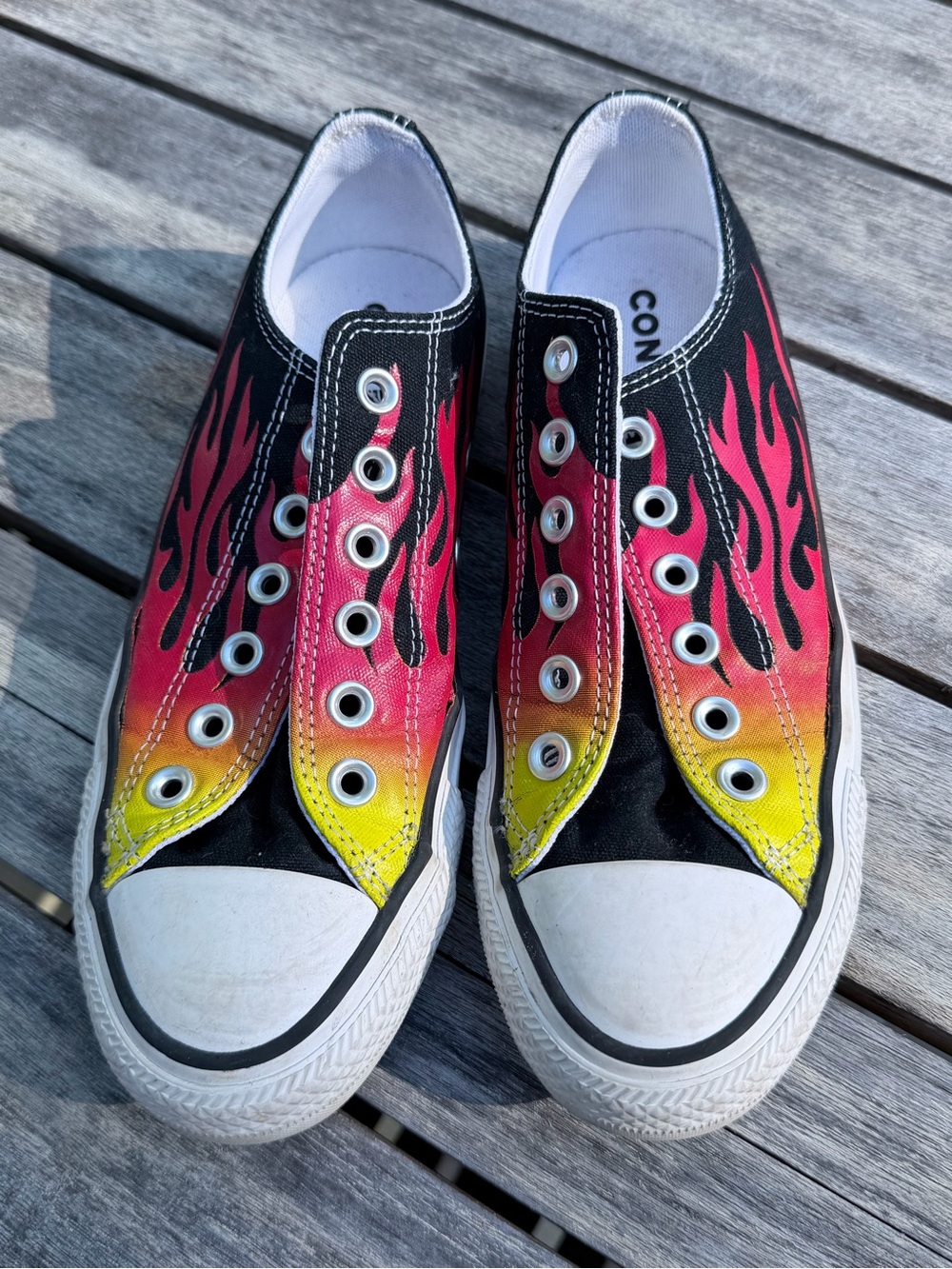 Converse Flame Gradient Slip-On Sneakers - Black/Red/Yellow - Picture 1 of 5